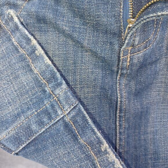 Vintage Y2K Z Cavaricci Distressed Denim Jean Mini Skirt Size 3 Retro Mean Girls - Picture 12 of 14